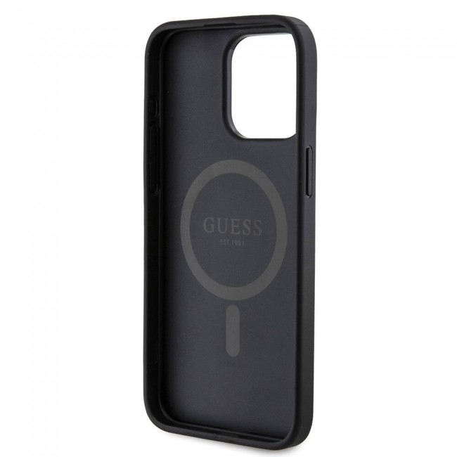 Apple iPhone 15 Pro Max Kılıf Guess Orjinal Lisanslı Magsafe Şarj Özellikli 4G Desenli Yazı Logolu Kapak