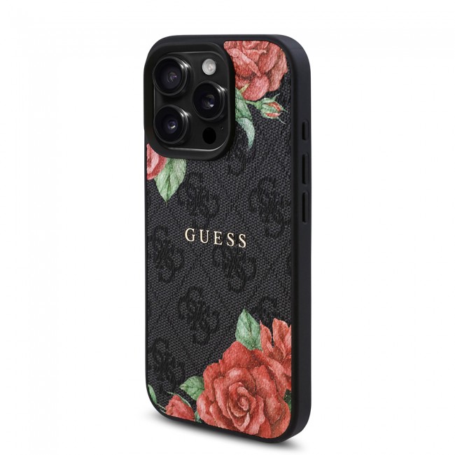 Apple iPhone 15 Pro Max Kılıf Guess Orjinal Lisanslı Magsafe Şarj Özellikli Gül Baskılı 4G Desenli Yazı Logolu Kapak Apple iPhone 15 Pro Max Kılıf Guess Orjinal Lisanslı Magsafe Şarj Özellikli Gül Baskılı 4G Desenli Yazı Logolu Kapak
