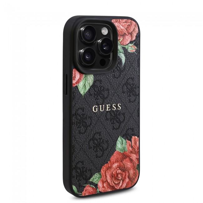Apple iPhone 15 Pro Max Kılıf Guess Orjinal Lisanslı Magsafe Şarj Özellikli Gül Baskılı 4G Desenli Yazı Logolu Kapak Apple iPhone 15 Pro Max Kılıf Guess Orjinal Lisanslı Magsafe Şarj Özellikli Gül Baskılı 4G Desenli Yazı Logolu Kapak