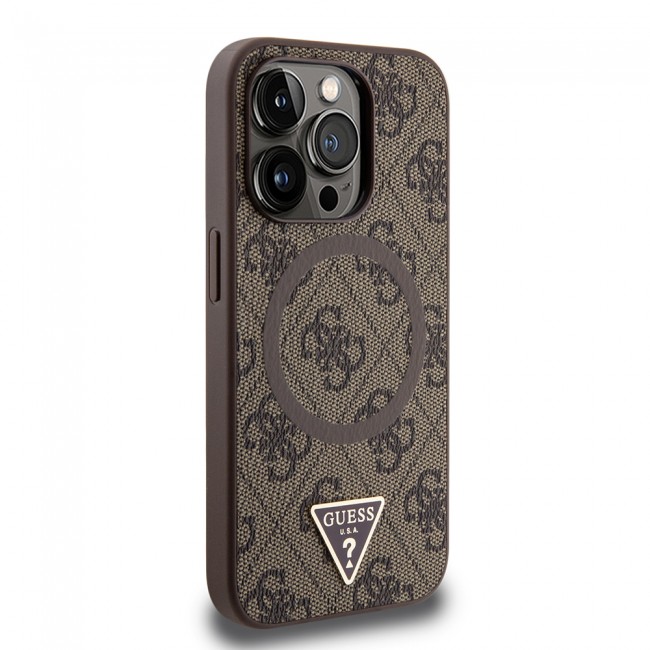 Apple iPhone 15 Pro Max Kılıf Guess Orjinal Lisanslı Magsafe Şarj Özellikli PU Üçgen Logo 4G Desenli Kapak Apple iPhone 15 Pro Max Kılıf Guess Orjinal Lisanslı Magsafe Şarj Özellikli PU Üçgen Logo 4G Desenli Kapak