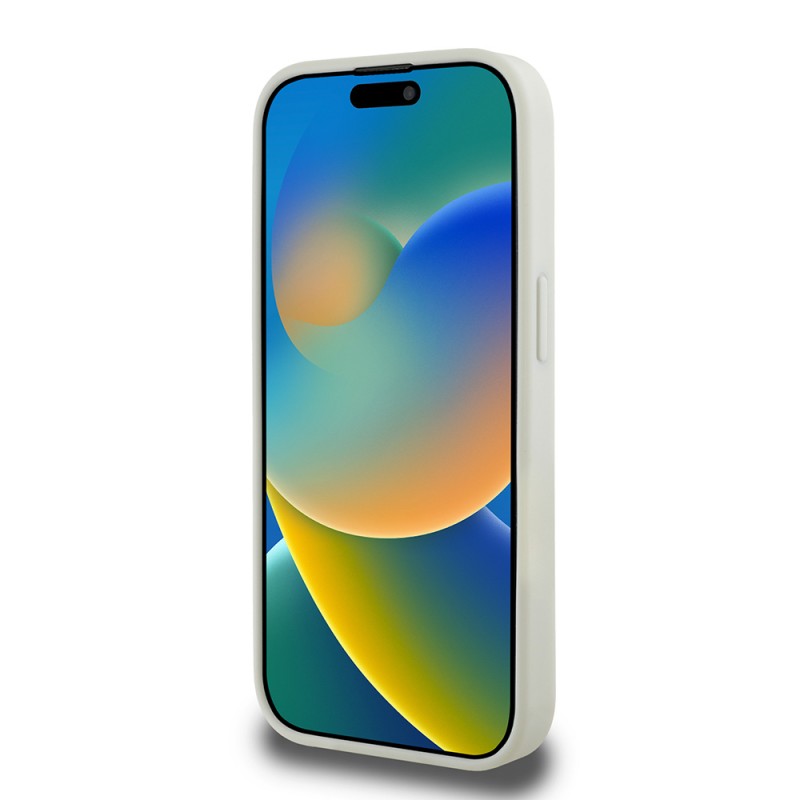 Bal-z Apple iPhone 15 Pro Max Kılıf Guess Orjinal Lisanslı M-safe Şarj Özellikli Sıcak Baskılı Üçgen Logolu PU Deri Peony Kapak