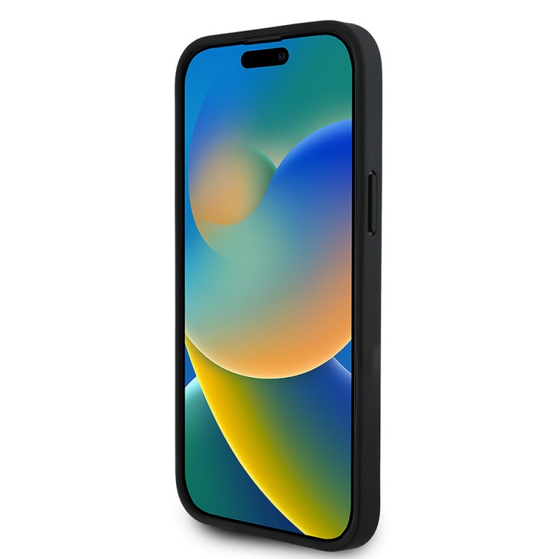 Bal-z Apple iPhone 15 Pro Max Kılıf Guess Orjinal Lisanslı M-safe Şarj Özellikli Taneli Çiçek Tasarımlı Metal Yazı Logolu Kapak