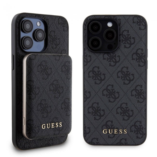 Apple iPhone 15 Pro Max Kılıf Guess Orjinal Lisanslı Magsafe Şarj Özellikli Yazı Logolu 4G Desenli Kapak + Powerbank 5000mAh 2in1 Set Apple iPhone 15 Pro Max Kılıf Guess Orjinal Lisanslı Magsafe Şarj Özellikli Yazı Logolu 4G Desenli Kapak + Powerbank 5000mAh 2in1 Set