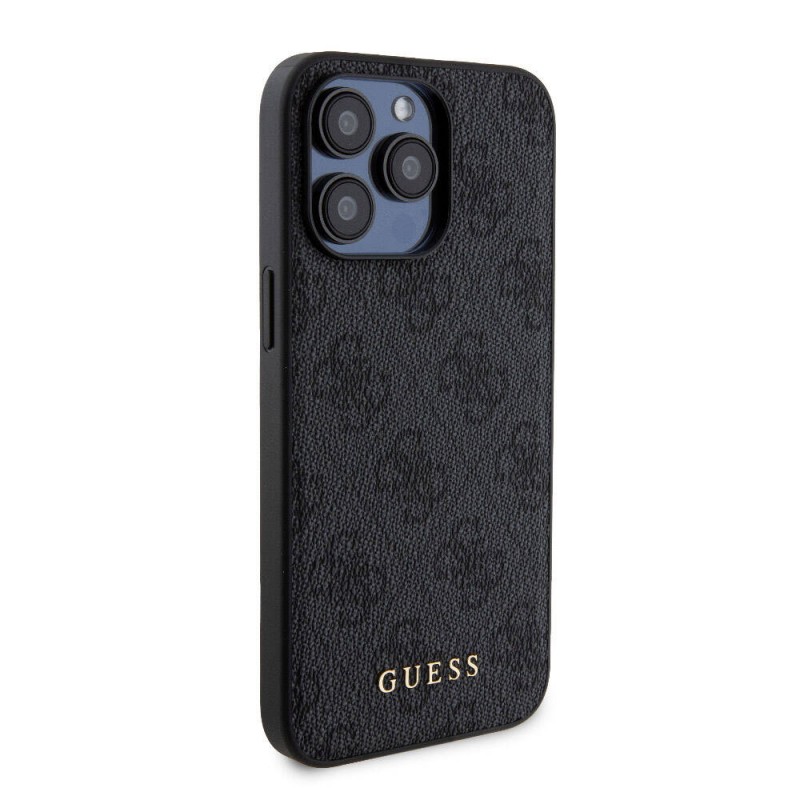 Bal-z Apple iPhone 15 Pro Max Kılıf Guess Orjinal Lisanslı M-safe Şarj Özellikli Yazı Logolu 4G Desenli Kapak + Powerbank 5000mAh 2in1 Set