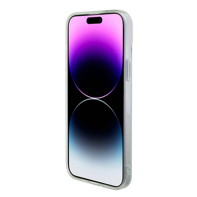 Bal-z Apple iPhone 15 Pro Max Kılıf Guess Orjinal Lisanslı M-safe Şarj Özellikli Yazı Logolu Iridescent Kapak