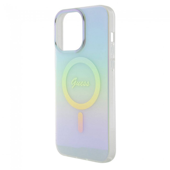 Apple iPhone 15 Pro Max Kılıf Guess Orjinal Lisanslı Magsafe Şarj Özellikli Yazı Logolu Iridescent Kapak Apple iPhone 15 Pro Max Kılıf Guess Orjinal Lisanslı Magsafe Şarj Özellikli Yazı Logolu Iridescent Kapak