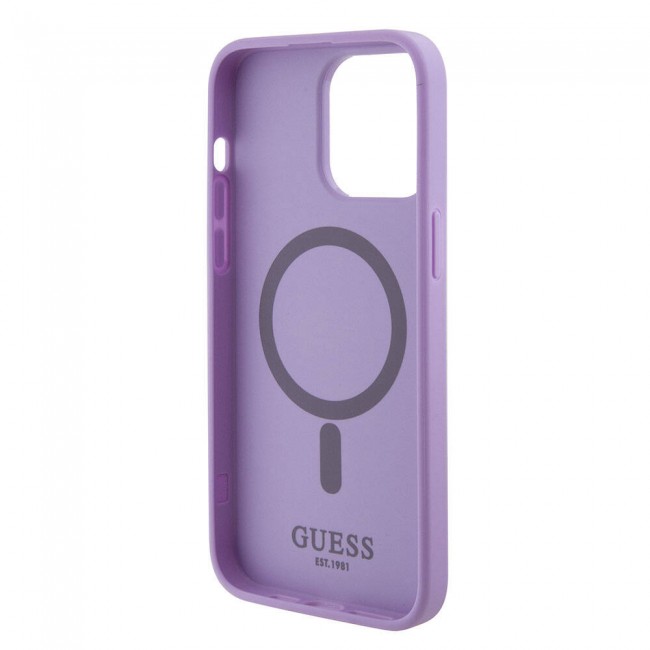 Apple iPhone 15 Pro Max Kılıf Guess Orjinal Lisanslı Magsafe Şarj Özellikli Yazı Logolu Saffiano Kapak Apple iPhone 15 Pro Max Kılıf Guess Orjinal Lisanslı Magsafe Şarj Özellikli Yazı Logolu Saffiano Kapak