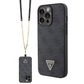 Apple iPhone 15 Pro Max Kılıf Guess Orjinal Lisanslı PU Deri Askılı Taşlı Üçgen Logo 4G Desenli Strass Crossbody Kapak Apple iPhone 15 Pro Max Kılıf Guess Orjinal Lisanslı PU Deri Askılı Taşlı Üçgen Logo 4G Desenli Strass Crossbody Kapak