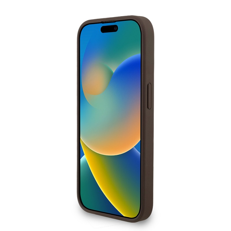 Bal-z Apple iPhone 15 Pro Max Kılıf Guess Orjinal Lisanslı PU Deri Bilek Askı İpli Metal Büyük 4G ve Yazı Logolu Kapak