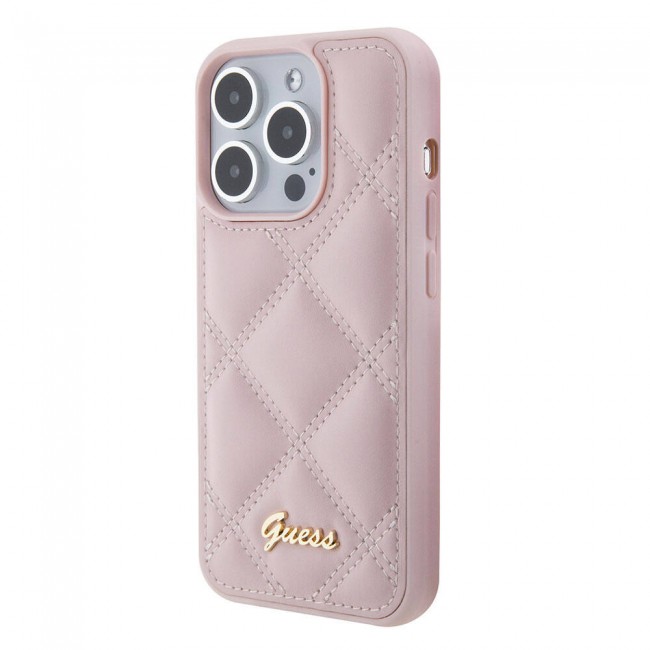 Apple iPhone 15 Pro Max Kılıf Guess Orjinal Lisanslı PU Deri Metal Yazı Logolu Kapitone Kapak Apple iPhone 15 Pro Max Kılıf Guess Orjinal Lisanslı PU Deri Metal Yazı Logolu Kapitone Kapak