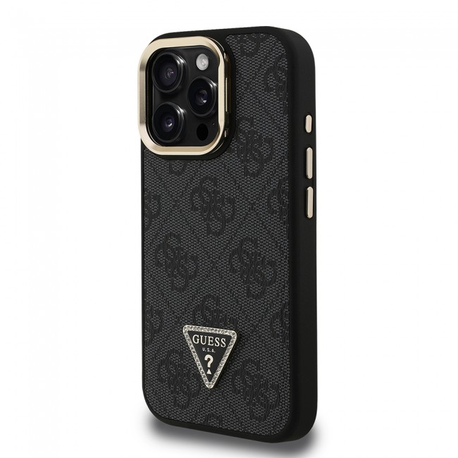Apple iPhone 15 Pro Max Kılıf Guess Orjinal Lisanslı PU Deri Taşlı Üçgen Logo 4G Desenli Kamera Standlı Kapak Apple iPhone 15 Pro Max Kılıf Guess Orjinal Lisanslı PU Deri Taşlı Üçgen Logo 4G Desenli Kamera Standlı Kapak