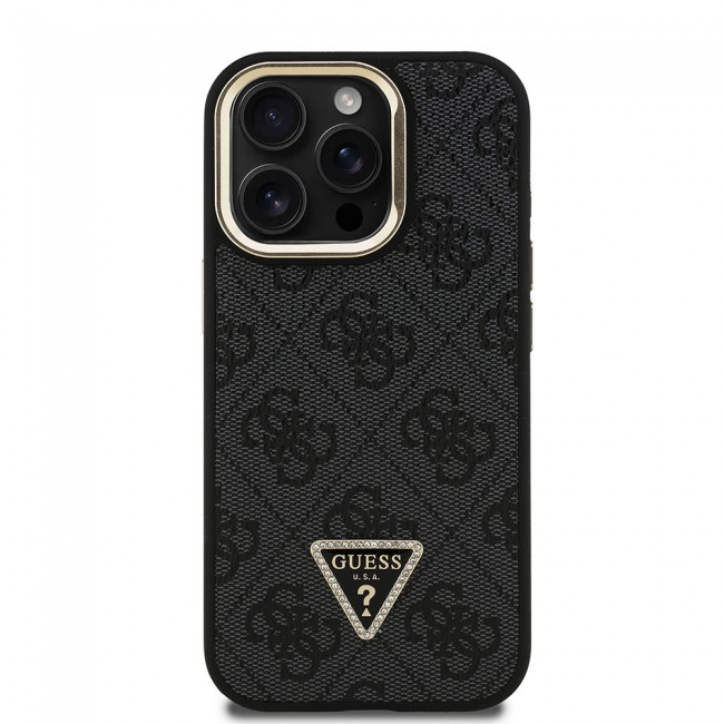 Apple iPhone 15 Pro Max Kılıf Guess Orjinal Lisanslı PU Deri Taşlı Üçgen Logo 4G Desenli Kamera Standlı Kapak Apple iPhone 15 Pro Max Kılıf Guess Orjinal Lisanslı PU Deri Taşlı Üçgen Logo 4G Desenli Kamera Standlı Kapak