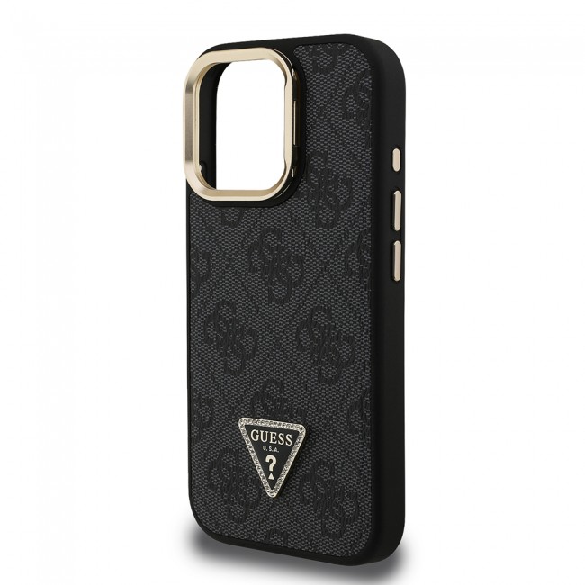 Apple iPhone 15 Pro Max Kılıf Guess Orjinal Lisanslı PU Deri Taşlı Üçgen Logo 4G Desenli Kamera Standlı Kapak Apple iPhone 15 Pro Max Kılıf Guess Orjinal Lisanslı PU Deri Taşlı Üçgen Logo 4G Desenli Kamera Standlı Kapak