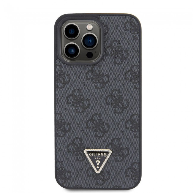 Apple iPhone 15 Pro Max Kılıf Guess Orjinal Lisanslı PU Deri Taşlı Üçgen Logo 4G Desenli Strass Kapak Apple iPhone 15 Pro Max Kılıf Guess Orjinal Lisanslı PU Deri Taşlı Üçgen Logo 4G Desenli Strass Kapak