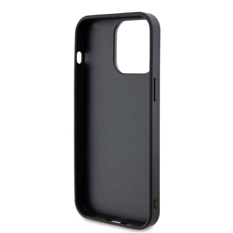 Bal-z Apple iPhone 15 Pro Max Kılıf Guess Orjinal Lisanslı Taşlı Arka Yüzey Metal Yazı Logolu Kapak