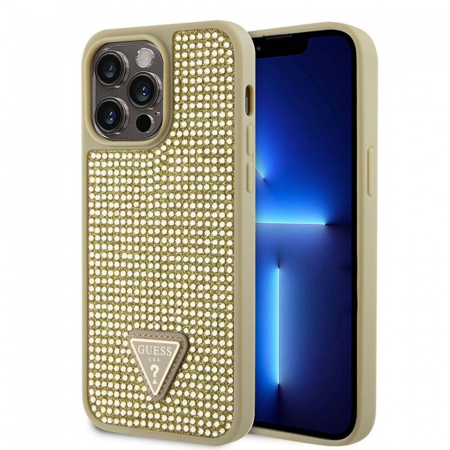 Apple iPhone 15 Pro Max Kılıf Guess Orjinal Lisanslı Taşlı Arka Yüzey Üçgen Logolu Kapak Apple iPhone 15 Pro Max Kılıf Guess Orjinal Lisanslı Taşlı Arka Yüzey Üçgen Logolu Kapak