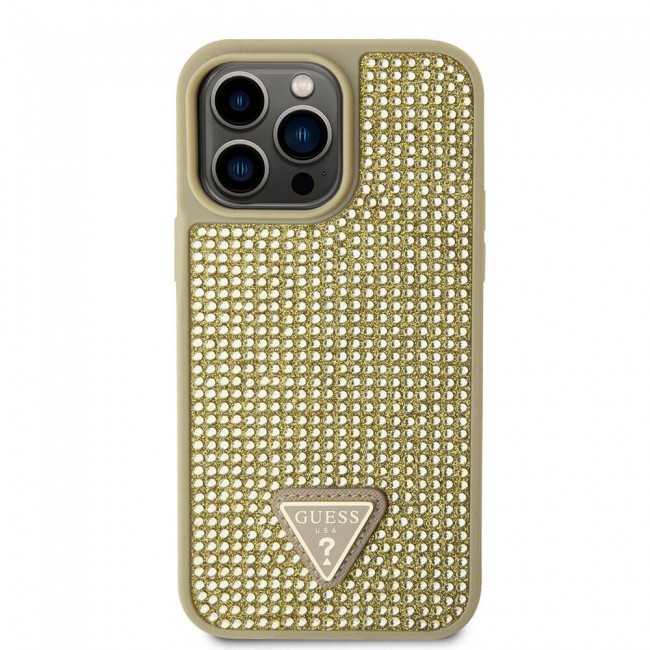 Apple iPhone 15 Pro Max Kılıf Guess Orjinal Lisanslı Taşlı Arka Yüzey Üçgen Logolu Kapak Apple iPhone 15 Pro Max Kılıf Guess Orjinal Lisanslı Taşlı Arka Yüzey Üçgen Logolu Kapak