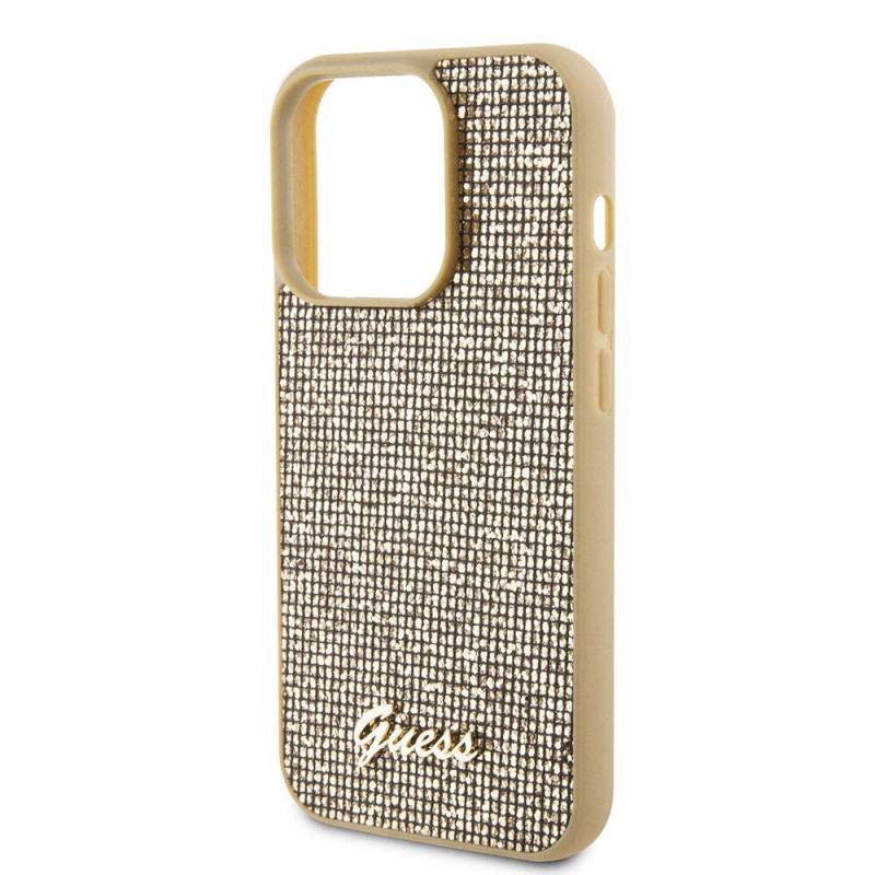 Bal-z Apple iPhone 15 Pro Max Kılıf Guess Orjinal Lisanslı Yazı Logolu Disco Script Metal Kapak