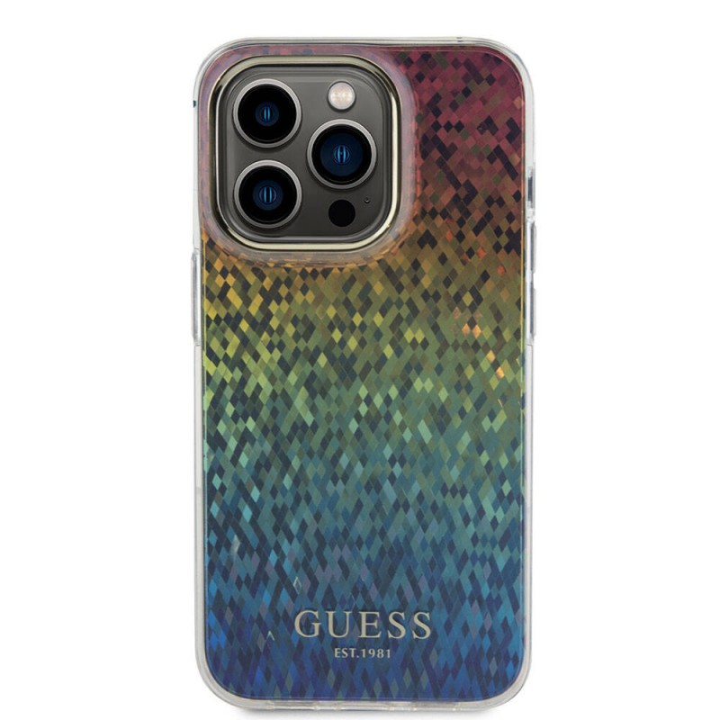 Bal-z Apple iPhone 15 Pro Max Kılıf Guess Orjinal Lisanslı Yazı Logolu Mirror Disco Kapak