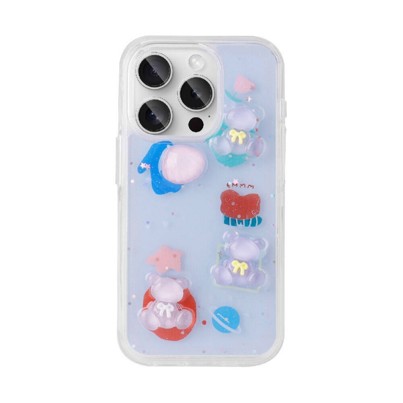 Bal-z Apple iPhone 15 Pro Max Kılıf Kabartma Figürlü Parlak  Minimini Silikon Kapak