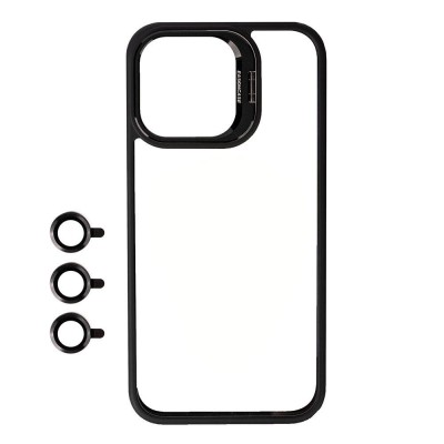 Bal-z Apple iPhone 15 Pro Max Kılıf Kamera Lens Korumalı Standlı  Klon Lensli Kapak