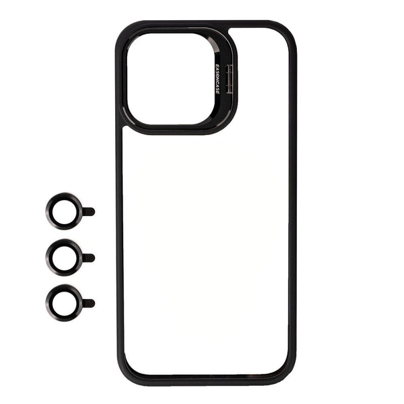 Bal-z Apple iPhone 15 Pro Max Kılıf Kamera Lens Korumalı Standlı  Klon Lensli Kapak