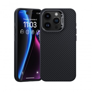 Apple iPhone 15 Pro Max Kılıf Karbon Fiber M-safe Şarj Özellikli Benks Hybrid ArmorPro 600D Kevlar Kapak Apple iPhone 15 Pro Max Kılıf Karbon Fiber M-safe Şarj Özellikli Benks Hybrid ArmorPro 600D Kevlar Kapak