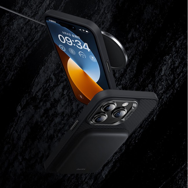 Apple iPhone 15 Pro Max Kılıf Karbon Fiber Magsafe Şarj Özellikli Benks Hybrid ArmorPro 600D Kevlar Kapak Apple iPhone 15 Pro Max Kılıf Karbon Fiber Magsafe Şarj Özellikli Benks Hybrid ArmorPro 600D Kevlar Kapak