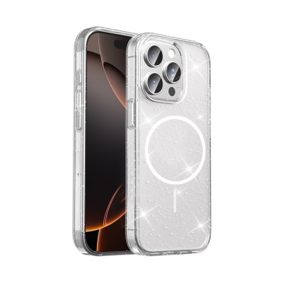 Bal-z ​Apple iPhone 15 Pro Max Kılıf M-safe Şarj Özellikli Parlayan Simli Saydam Renkli Zore Maris Kapak