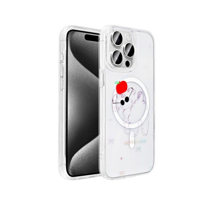 Bal-z Apple iPhone 15 Pro Max Kılıf M-Safe Şarj Özellikli Şeffaf Zore Folk Sert Kapak