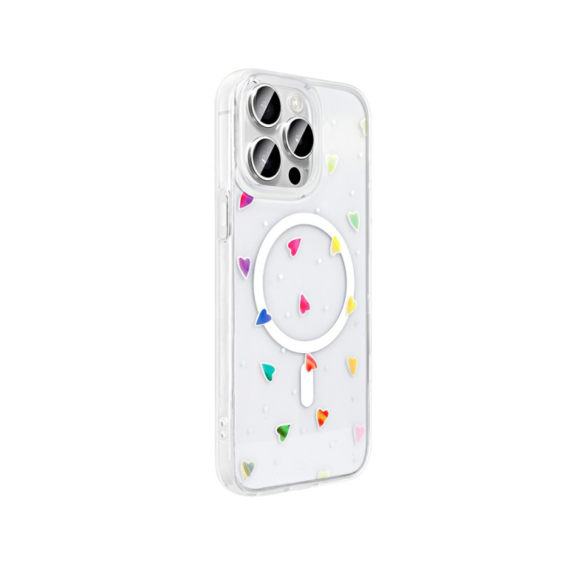 Bal-z Apple iPhone 15 Pro Max Kılıf M-Safe Şarj Özellikli Şeffaf Zore Folk Sert Kapak