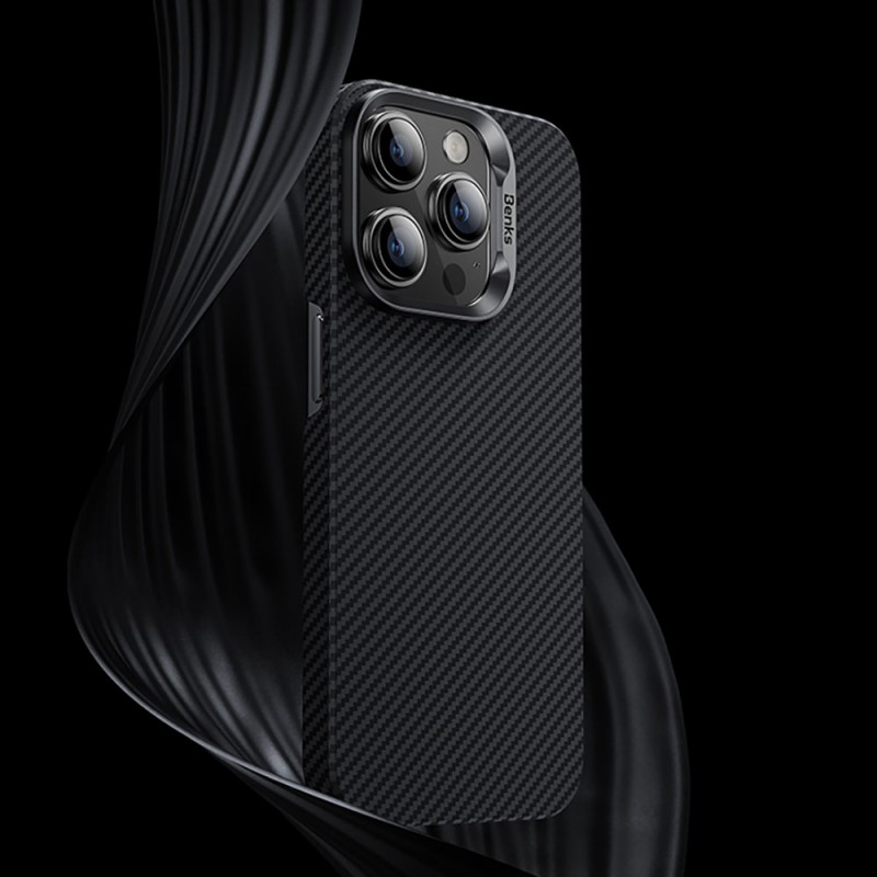 Bal-z Apple iPhone 15 Pro Max Kılıf M-safe Özellikli Karbon Fiber Benks Essential ArmorAir 600D Kevlar Kapak