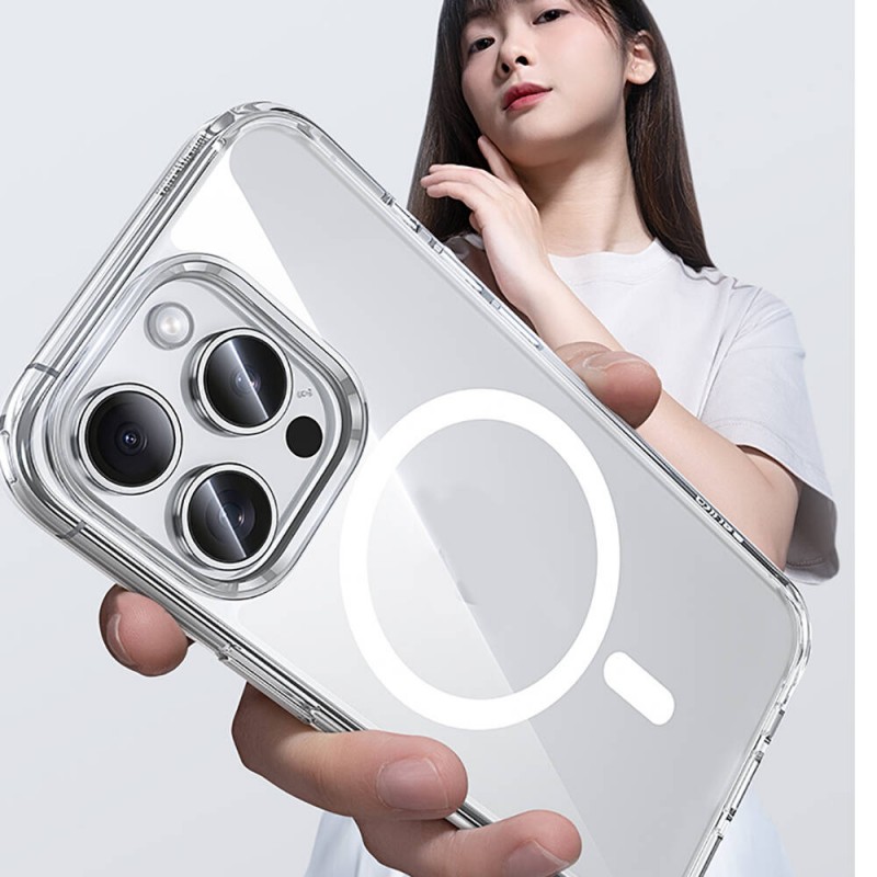 Bal-z Apple iPhone 15 Pro Max Kılıf M-safe Şarj Özellikli Airbagli Şeffaf Benks LucentPro Serisi Kapak