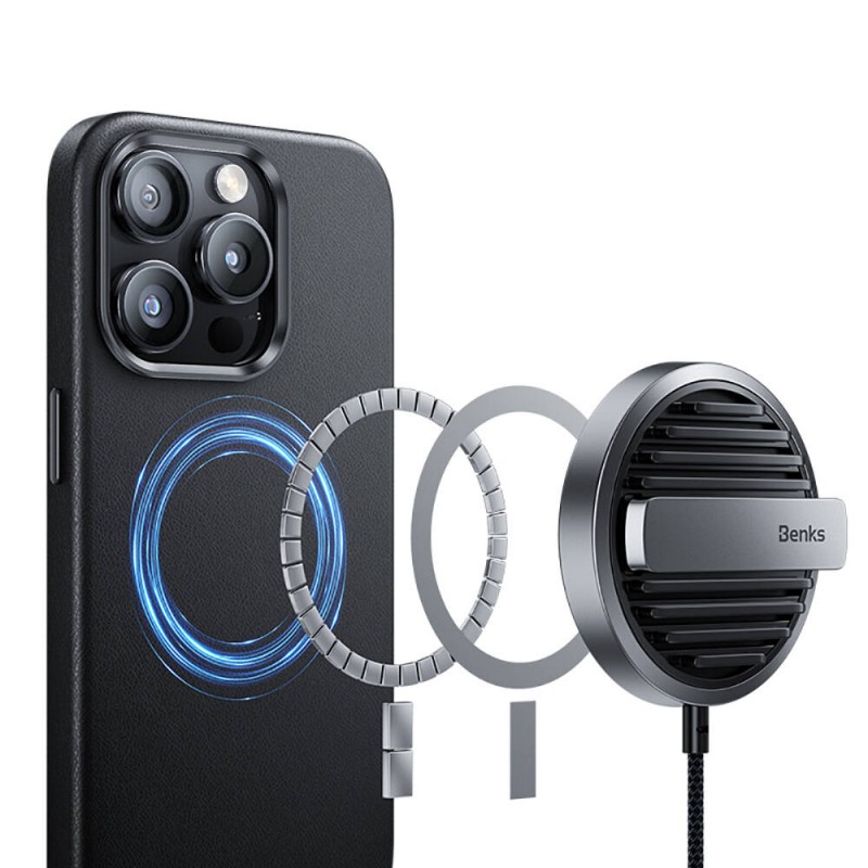 Bal-z Apple iPhone 15 Pro Max Kılıf M-safe Şarj Özellikli Benks Vintage Leather Kapak