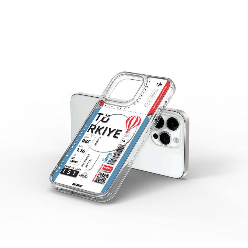 Bal-z Apple iPhone 15 Pro Max Kılıf M-safe Şarj Özellikli Bilet Desenli Wiwu Turkey B Serisi Kapak