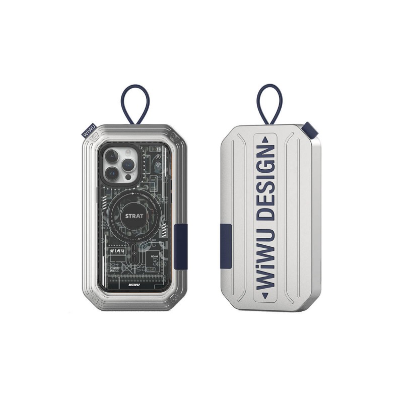 Bal-z Apple iPhone 15 Pro Max Kılıf M-safe Şarj Özellikli Desenli Wiwu Mecha Circuit H Serisi Kapak