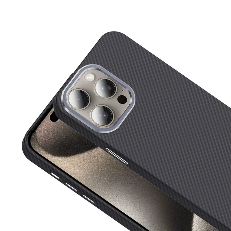 Bal-z Apple iPhone 15 Pro Max Kılıf M-safe Şarj Özellikli Karbon Fiber Görünümlü Zore Gros Kapak