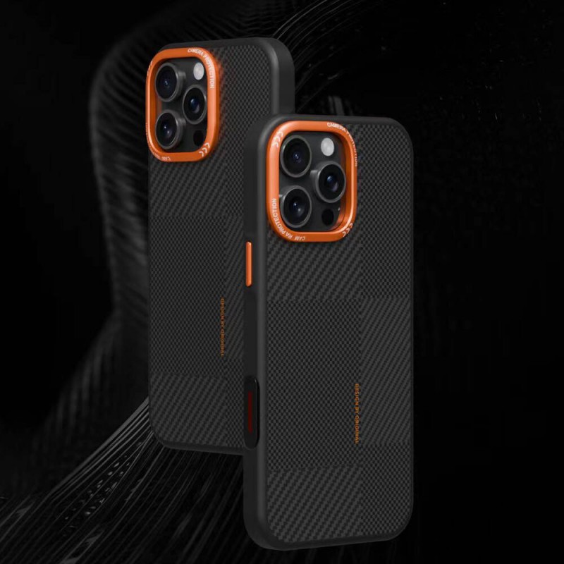 Bal-z Apple iPhone 15 Pro Max Kılıf M-safe Şarj Özellikli Karbon Fiber Görünümlü Zore Kamp Kapak