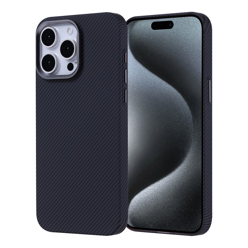 Bal-z Apple iPhone 15 Pro Max Kılıf M-safe Şarj Özellikli Karbon Fiber Görünümlü Zore Nekst Kapak