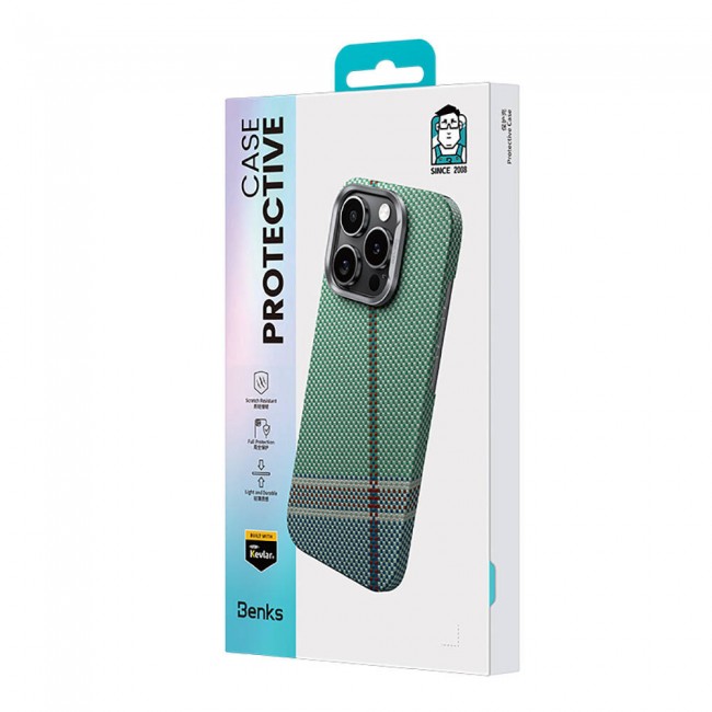 Apple iPhone 15 Pro Max Kılıf Magsafe Şarj Özellikli Karbon Fiber Tasarımlı Benks Passion Green ArmorAir Kevlar Kapak Apple iPhone 15 Pro Max Kılıf Magsafe Şarj Özellikli Karbon Fiber Tasarımlı Benks Passion Green ArmorAir Kevlar Kapak