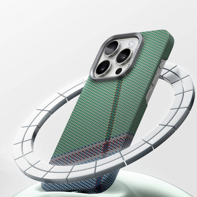 Apple iPhone 15 Pro Max Kılıf Magsafe Şarj Özellikli Karbon Fiber Tasarımlı Benks Passion Green ArmorAir Kevlar Kapak Apple iPhone 15 Pro Max Kılıf Magsafe Şarj Özellikli Karbon Fiber Tasarımlı Benks Passion Green ArmorAir Kevlar Kapak