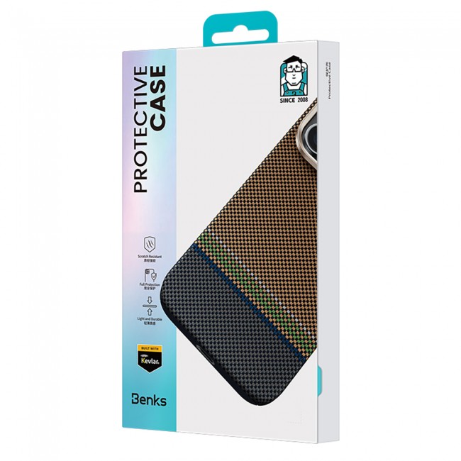 Apple iPhone 15 Pro Max Kılıf Magsafe Şarj Özellikli Karbon Fiber Tasarımlı Benks Prestige ArmorPro Kevlar Kapak Apple iPhone 15 Pro Max Kılıf Magsafe Şarj Özellikli Karbon Fiber Tasarımlı Benks Prestige ArmorPro Kevlar Kapak