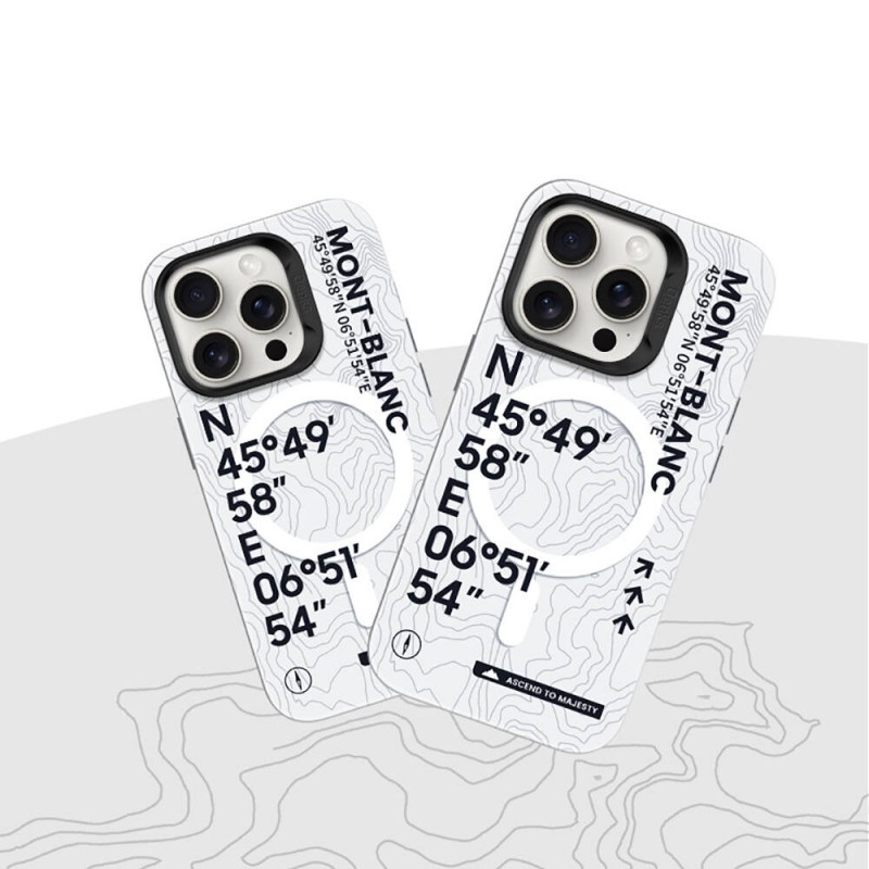 Bal-z Apple iPhone 15 Pro Max Kılıf M-safe Şarj Özellikli Koordinat Yazı Desenli Benks Summit Serisi Kapak