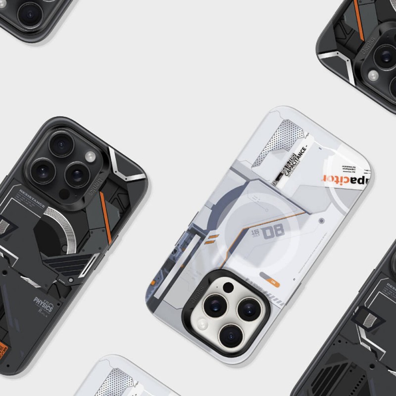 Bal-z Apple iPhone 15 Pro Max Kılıf M-safe Şarj Özellikli Mekanik Tasarımlı Benks Perspective Serisi Kapak