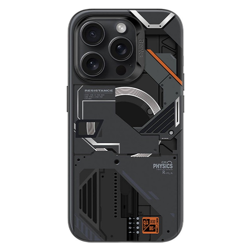 Bal-z Apple iPhone 15 Pro Max Kılıf M-safe Şarj Özellikli Mekanik Tasarımlı Benks Perspective Serisi Kapak