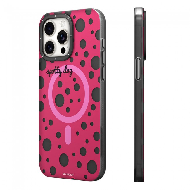 Apple iPhone 15 Pro Max Kılıf Magsafe Şarj Özellikli Polka Dot Desenli Youngkit Spots Serisi Kapak Apple iPhone 15 Pro Max Kılıf Magsafe Şarj Özellikli Polka Dot Desenli Youngkit Spots Serisi Kapak