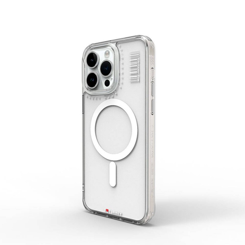 Bal-z Apple iPhone 15 Pro Max Kılıf M-safe Şarj Özellikli Şeffaf Transparan Wiwu Turkey D Serisi Kapak