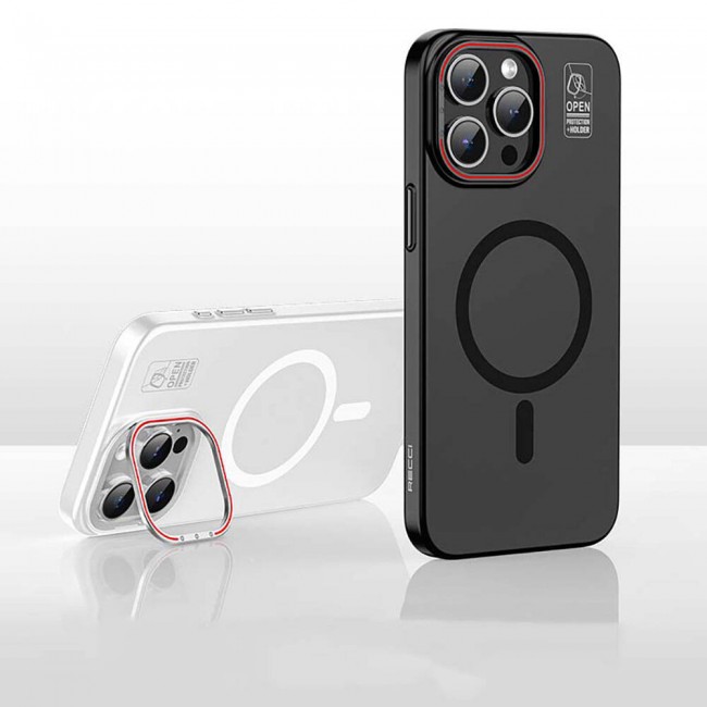 Apple iPhone 15 Pro Max Kılıf Magsafe Şarj Özellikli Standlı Metal Kamera Çerçeveli Mat Recci Glaze Serisi Kapak Apple iPhone 15 Pro Max Kılıf Magsafe Şarj Özellikli Standlı Metal Kamera Çerçeveli Mat Recci Glaze Serisi Kapak