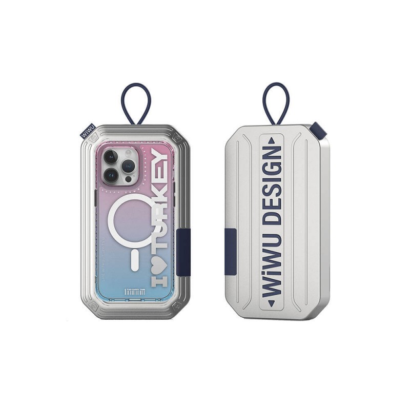 Bal-z Apple iPhone 15 Pro Max Kılıf M-safe Şarj Özellikli Transparan Renk Geçişli Wiwu Turkey C Serisi Kapak