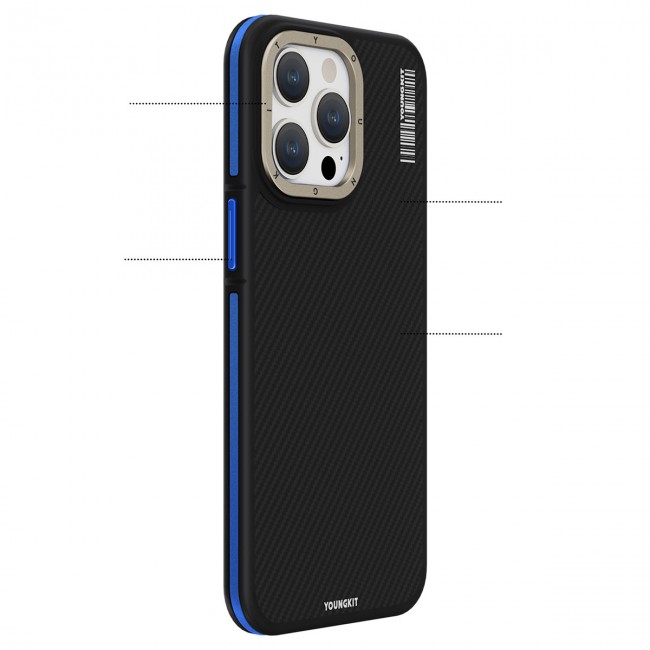 Apple iPhone 15 Pro Max Kılıf Magsafe Şarj Özellikli YoungKit 600D Kevlar Kapak Apple iPhone 15 Pro Max Kılıf Magsafe Şarj Özellikli YoungKit 600D Kevlar Kapak